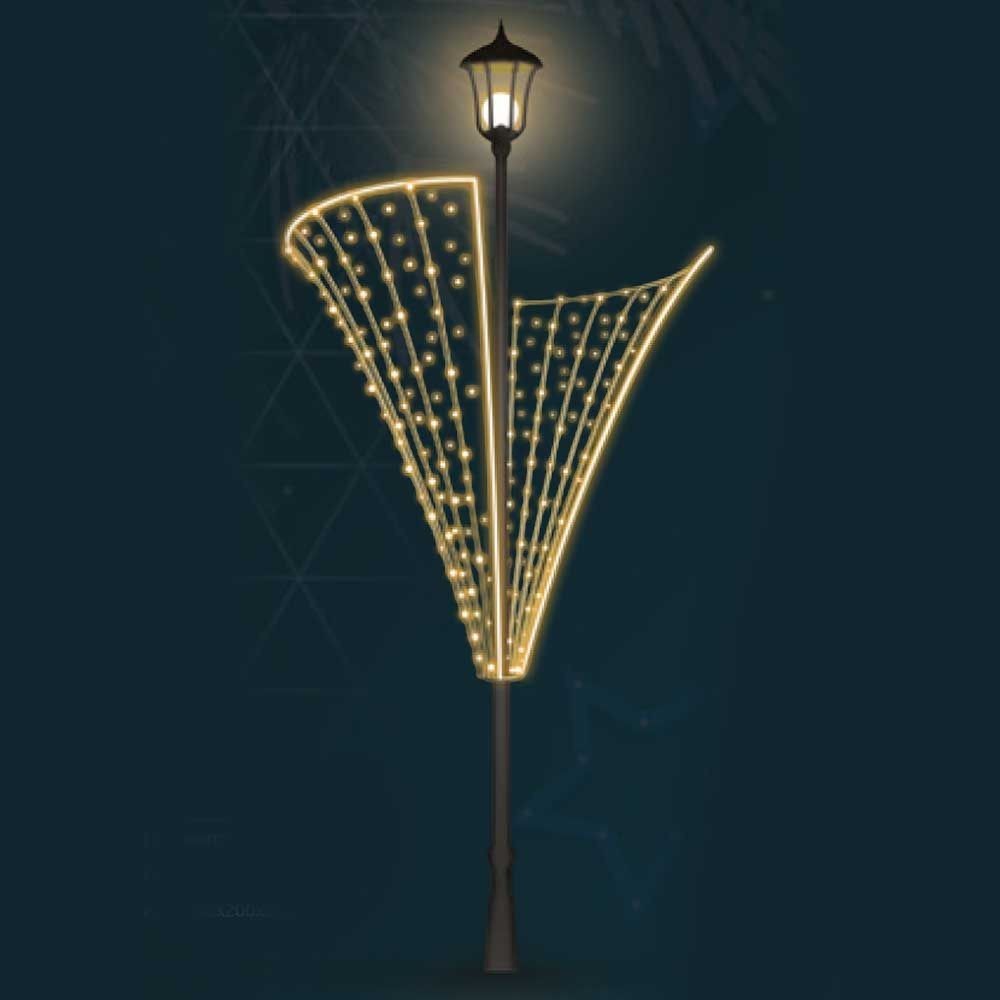 Giant Pre-Lit LED Elegant Pole Mount 2D Wire Frame Decor