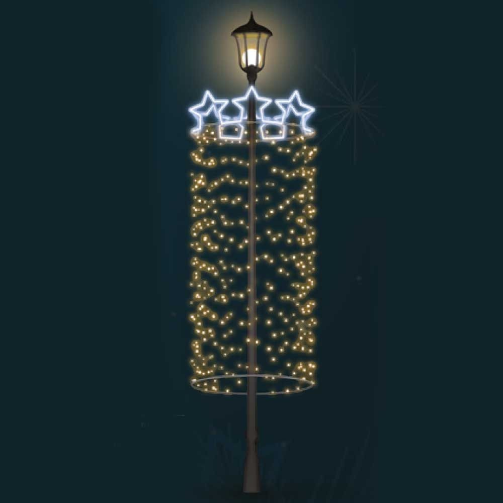 Giant Pre-Lit LED Star Cascade Pole Mount 2D Wire Frame Decor
