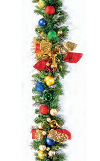 Pre-Decorated Christmas Garland - Fully Decorated
