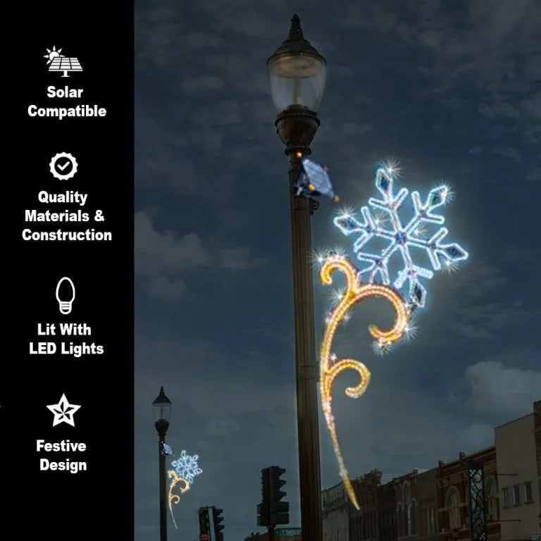 Giant LED Shooting Snowflake Pole Mount Décor - Solar Compatible