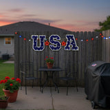 Giant Pre-Lit LED USA Patriotic Sign 2D Wire Frame Decor